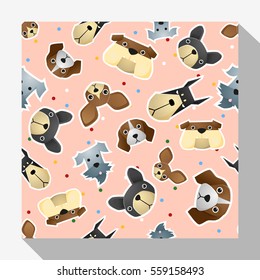 Animal seamless pattern collection with dog , vector , illustration