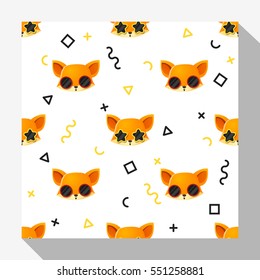 Animal seamless pattern collection with fox , vector , illustration