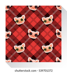 Animal seamless pattern collection with piggy , vector , illustration