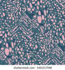 animal seamless pattern combined leopard tiger pink and blue color