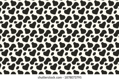 Animal seamless pattern. Cow Hide, Holstein cattle texture. Mammals Fur. Print skin. Predator Camouflage. Printable Background. Vector illustration.