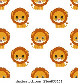 Animal seamless pattern with cute lion