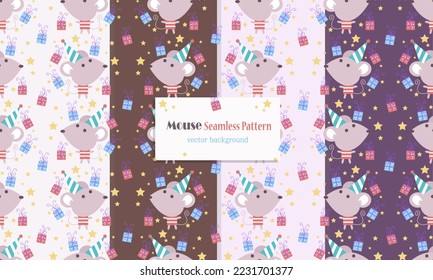 Animal seamless pattern with cute mouse design