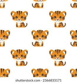 Animal seamless pattern with cute tiger