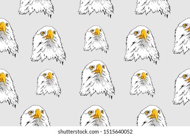 Animal seamless pattern with eagle collection. Decorative illustration, good for printing. Hand drawn wallpaper vector