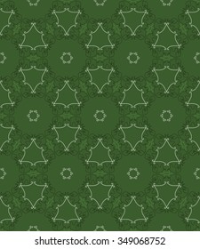 Animal seamless pattern of elephant silhouettes and Indian ornament.