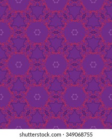 Animal seamless pattern of elephant silhouettes and Indian ornament.