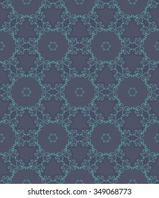 Animal seamless pattern of elephant silhouettes and Indian ornament.