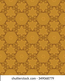 Animal seamless pattern of elephant silhouettes and Indian ornament.