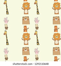 animal seamless pattern. hand drawn vector illustration.