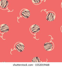 animal seamless pattern with hand drawn yarn cat toy. Creative animal texture for fabric, wrapping, textile, wallpaper, apparel. Vector illustration