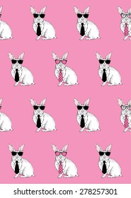  animal seamless pattern, nerd bunny print, hipster design