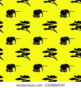 patrón sin soldadura animal en el vector de fondo amarillo