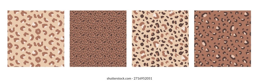 Impressão padrão sem emenda animal. Fundo chita definido. Vetor leopardo sem emenda coleção bg. Camuflagem marrom animal pantera mini padrões. Ornamentos modernos. Papel de parede neutro bege manchado.