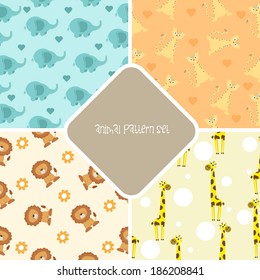 animal seamless pattern set