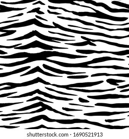Animal seamless pattern. Tiger texture. Striped Mammals Fur. Print skin. Predator Camouflage. Printable Background. Vector illustration.