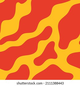 Animal seamless pattern in yellow and red colors. Vector abstract background. Liquid shapes. Perfect for textile, fabric, wrapping paper