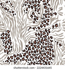 
animal seamless pattern zebra leopard, mix texture, fashion design for textile