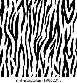 Animal seamless pattern. Zebra texture. Mammals Fur. Print skin. Striped Predator Camouflage. Printable Background. Vector illustration.