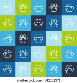 Animal seamless vector pattern of line pets paw silhouette