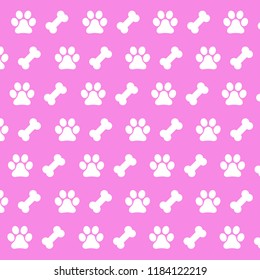 Animal seamless vector pattern of paw footprint and bone. Endless texture can be used for printing onto fabric, web page background and paper or invitation. Dog style