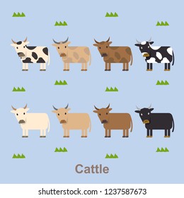 Animal series, the cute cattle with four spot colors.