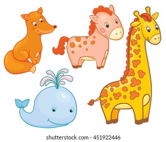 animal set cartoon baby isolated simple vector illustration