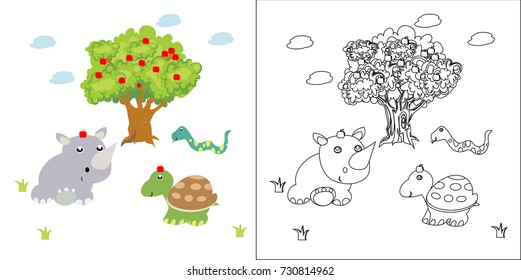 animal set coloring book. vector cartoon illustration