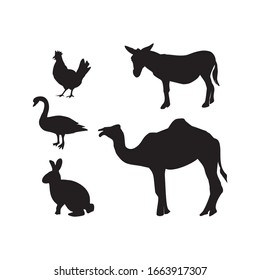 animal set icon silhouette. Vector illustration, flat, EPS10.