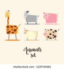 Animal set. Logo cute animals