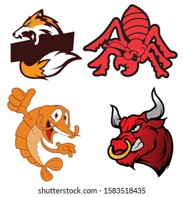 Animal set logo template vector design
