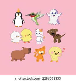 Animal set with many cute animals