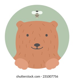 Animal set. Portrait in flat graphics | Bear