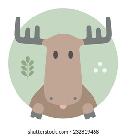 Animal set. Portrait in flat graphics | Moose