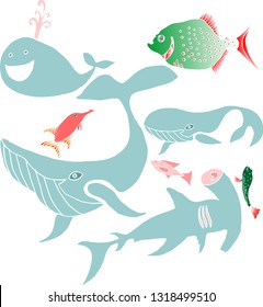 animal set of sea creatures 1