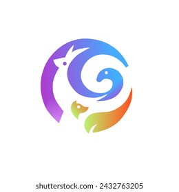 animal shape logo in a modern, unique, elegant style, for company identity 