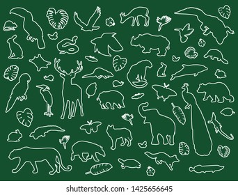 Animal shaped outline isolated, vector illustration