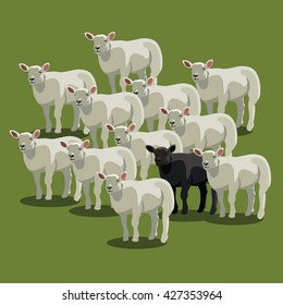 Animal Sheep Black On Green, The Black Sheep, Vector