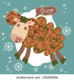 Animal a sheep with horns. Vector. Icon.