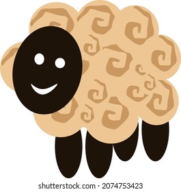 animal sheep, lamb with curly hair,vector drawing,isolate on a white background