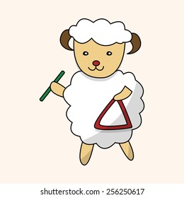 animal sheep playing instrument cartoon theme elements
