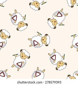 animal sheep playing instrument cartoon, cartoon seamless pattern background