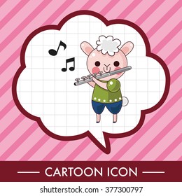 animal sheep playing instrument cartoon theme elements