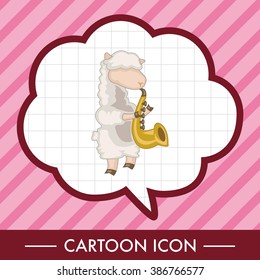animal sheep playing instrument cartoon theme elements