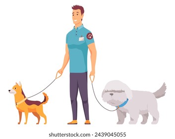 Animal shelter homeless pets, adoption banner layout. Finding new house for pet and homeless domestic animals care. Colorful vector illustration in flat cartoon style