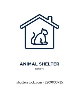 Animal Shelter Icon From Charity Collection. Thin Linear Animal Shelter, Dog, Care Outline Icon Isolated On White Background. Line Vector Animal Shelter Sign, Symbol For Web And Mobile