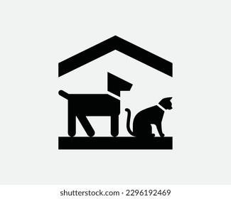 Animal Shelter Icon. Dog Dogs Cat Cats Rescue House Home Safety Symbol. Indoor Pet Boarding Breeding Sign Vector Graphic Illustration Clipart Cricut