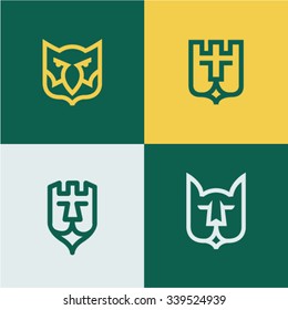 animal shield idea logo vector logo template set