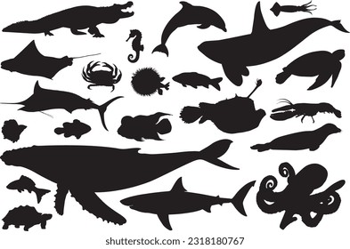 Animal Shilouette fish water sea illustration