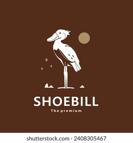 animal shoebill natural logo vector icon silhouette retro hipster